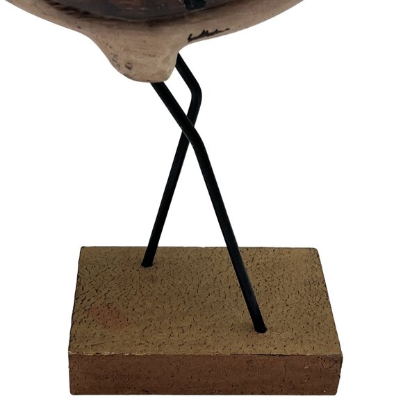 Vintage Shorebird 10"x9.5" Rustic Handcrafted Painted Wooden Sculpture Folk Art - Picture 11 of 13